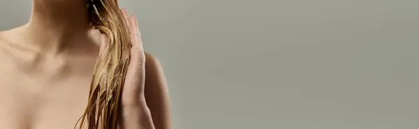 depositphotos 721507422 stock photo young beautiful woman showcasing her